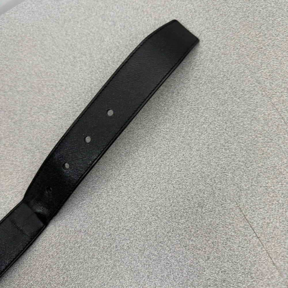 Coach Belt Mens 42 Black Brown Reversible Crossgrain Leather Silver Buckle